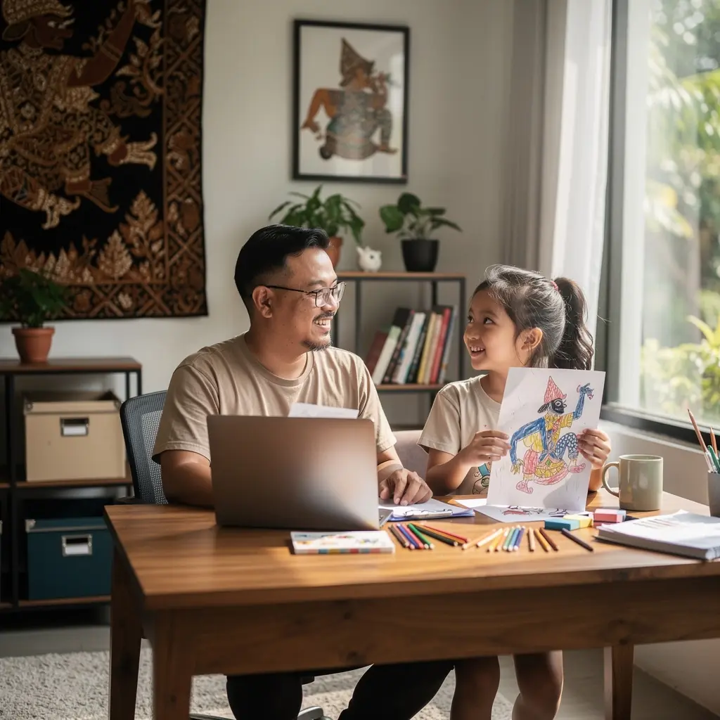 A child painting at a table, illustrating the benefits of artistic expression and fine motor skills.