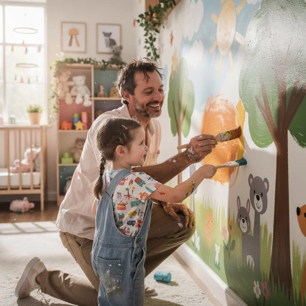 A cozy living room setting where a family is playing board games, showcasing quality time and family interaction.